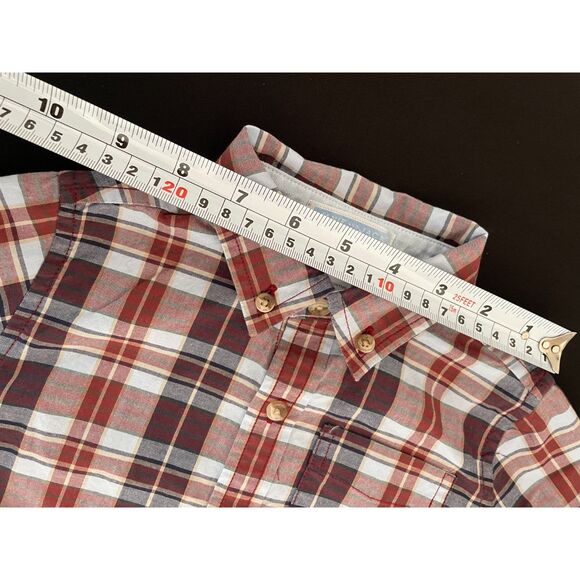 ~ Janie and Jack 12-18mo Button Down Shirt Plaid Blue Navy Burgundy Tan Cotton - Picture 7 of 7